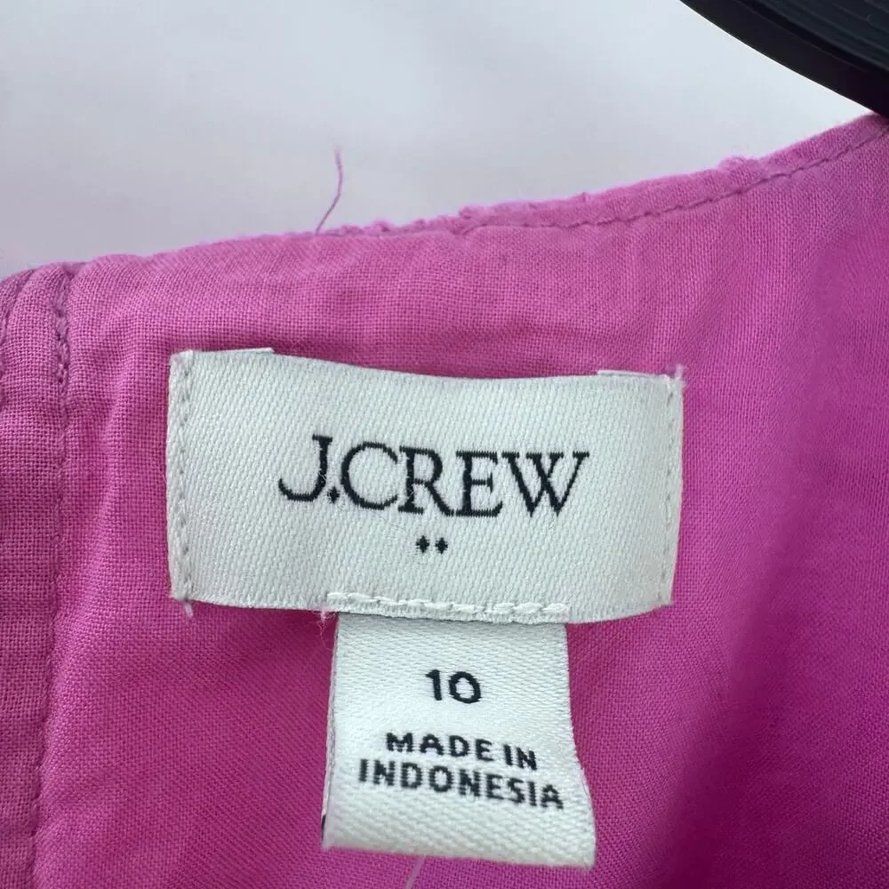 J. Crew Women's Embroidered Puff-Sleeve Mini Dress Coquette Pink Size 10 NWT